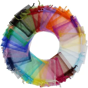 100Pcs Organza Gift Bags Drawstring Favor Bags Jewelry Pouches Wrap, 3.93 x 4.72 Inches, Multi-Colored, Candy Pouches Wedding Party Birthday Christmas Favor Gift Bags