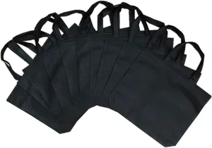 10PCS Reusable Tote Bags Travel To-Go Kicthen Dining Food Non-woven Fabric Shopping Grocery Bags with Handles (Black)