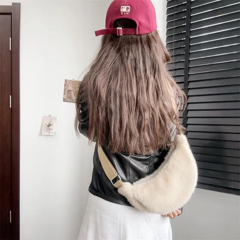 2024 Women's Plush Crossbody Dumpling Bag, Smart Casual Crossbody Shoulder Bag Y2K Purse Women's Crescent Bag
