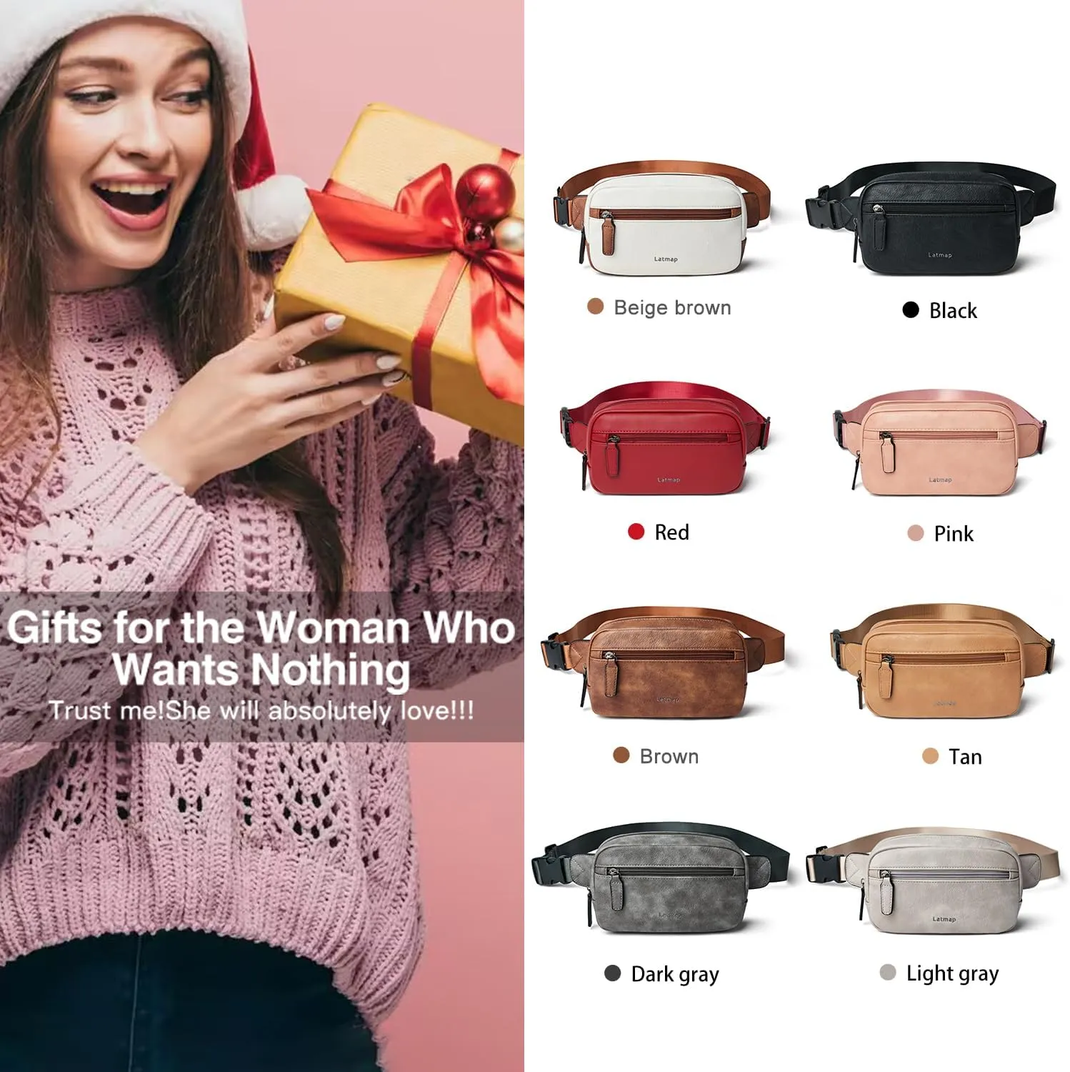 2L Fanny Packs Everywhere Belt Bag Small Fashion Crossbody Waist Pack Faux Leather Waterproof Sling Chest Bag For Women Trendy Black