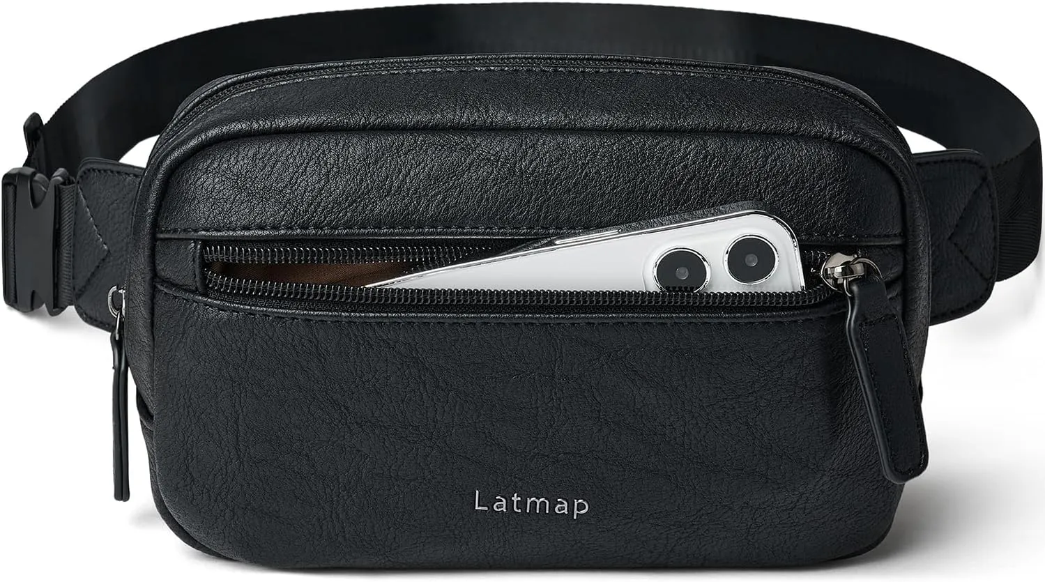 2L Fanny Packs Everywhere Belt Bag Small Fashion Crossbody Waist Pack Faux Leather Waterproof Sling Chest Bag For Women Trendy Black