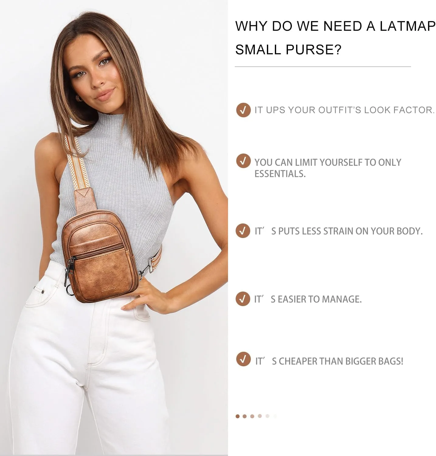 3L SMALL Sling Bag Fanny Packs For Women Men Mini Crossbody Chest Belt Travel Bag Purse Handbag Faux Leather Fashion Cute