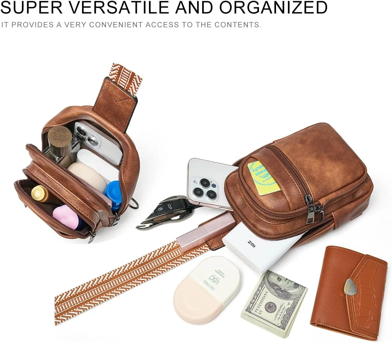 3L SMALL Sling Bag Fanny Packs For Women Men Mini Crossbody Chest Belt Travel Bag Purse Handbag Faux Leather Fashion Cute