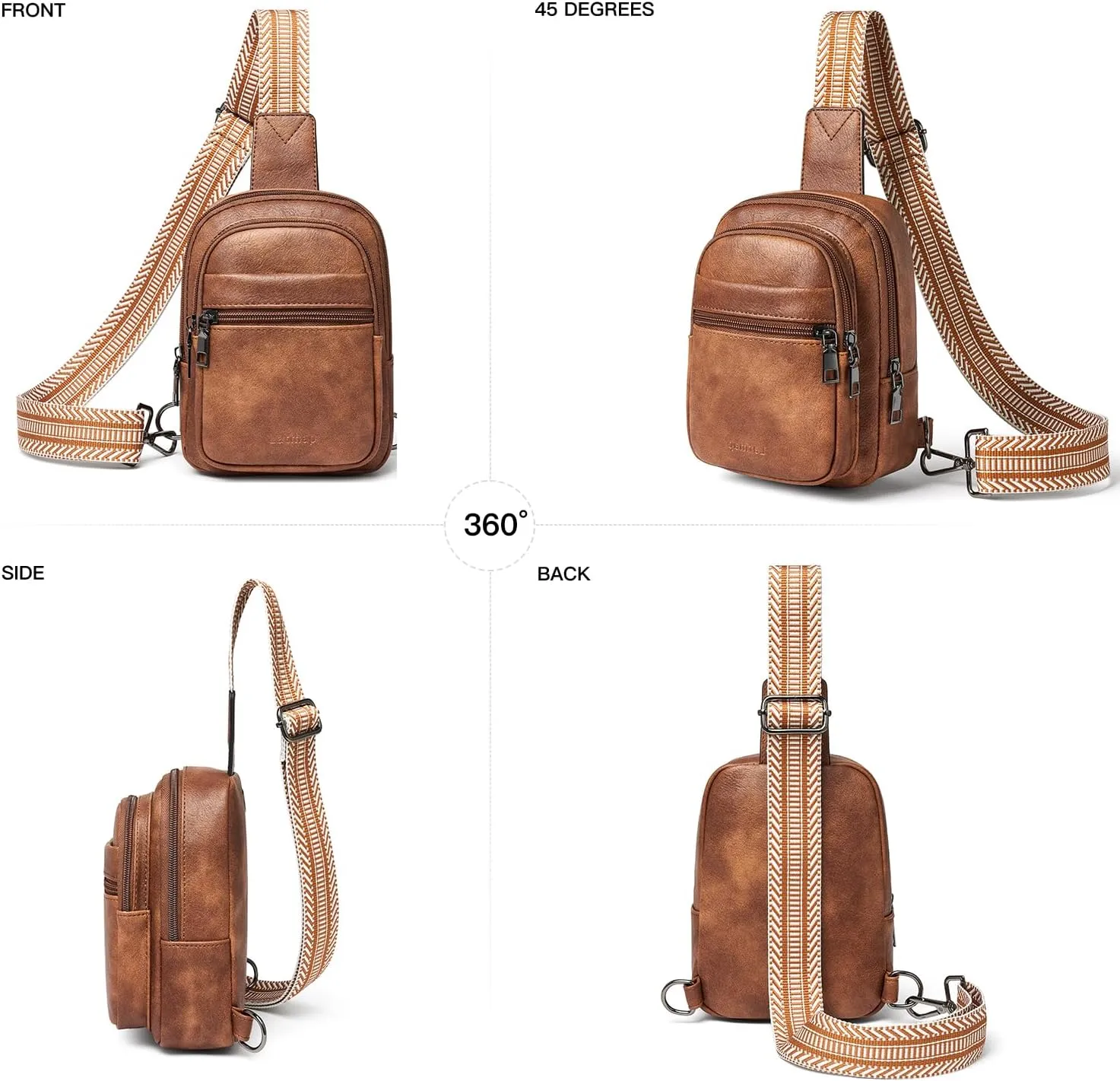3L SMALL Sling Bag Fanny Packs For Women Men Mini Crossbody Chest Belt Travel Bag Purse Handbag Faux Leather Fashion Cute