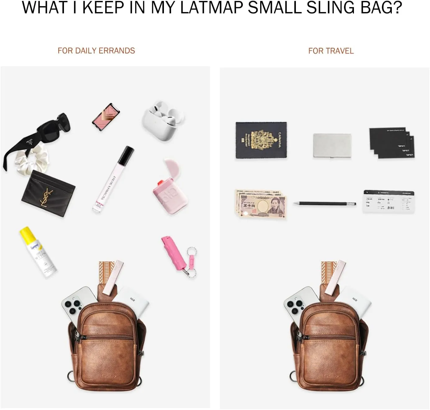 3L SMALL Sling Bag Fanny Packs For Women Men Mini Crossbody Chest Belt Travel Bag Purse Handbag Faux Leather Fashion Cute