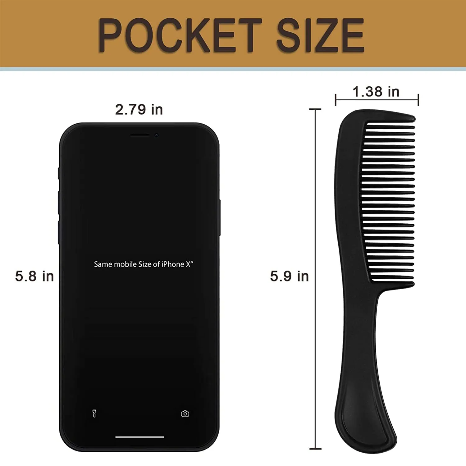 60 Pack Widen Combs, Black, Plastic, Individually Wrapped for Hotel, Airbnb, Shelter/Homeless/Nursing Home/Charity, 60 Count