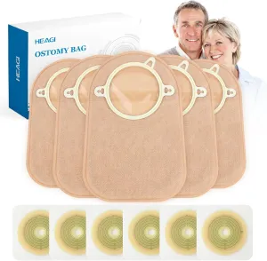 60pcs Ostomy Supplies Colostomy Bags 2 Piece Closed End, Two-Piece System Disposable Ostomy Pouch for Ileostomy Stoma Care, Travel Backup, Cut-to-Fit, 70mm Max (40 x Ostomy Bag   20 x Skin Barrier）