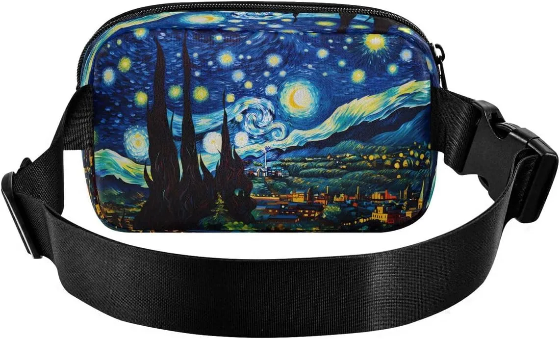 ALAZA Starry Night Mountain Art Waist Packs Spot Belt Bag Crossbody Bag Fanny Pack Pouch for Men Women Hiking Running Cycling Traveling