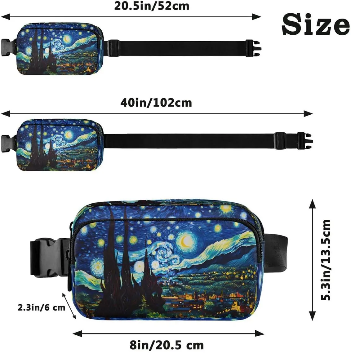 ALAZA Starry Night Mountain Art Waist Packs Spot Belt Bag Crossbody Bag Fanny Pack Pouch for Men Women Hiking Running Cycling Traveling