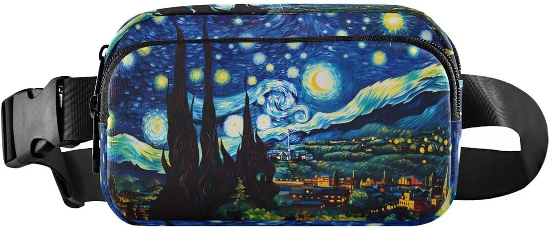 ALAZA Starry Night Mountain Art Waist Packs Spot Belt Bag Crossbody Bag Fanny Pack Pouch for Men Women Hiking Running Cycling Traveling