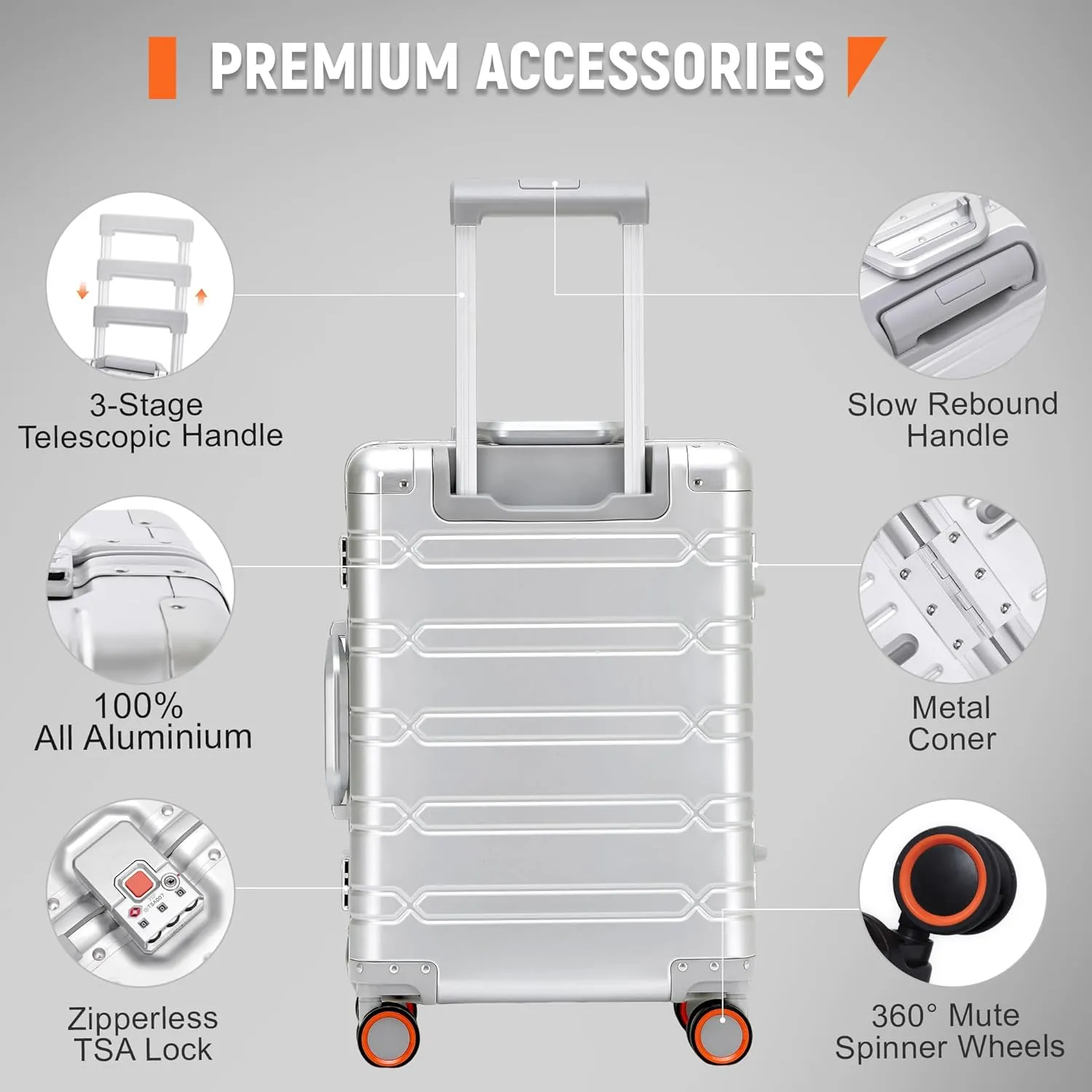 All Aluminum Carry On Luggage 22x14x9 Airline Approved Hard Shell Suitcases with Spinner Wheels Zipperless Luggage 20 inch Carry On Suitcase, Dark Green