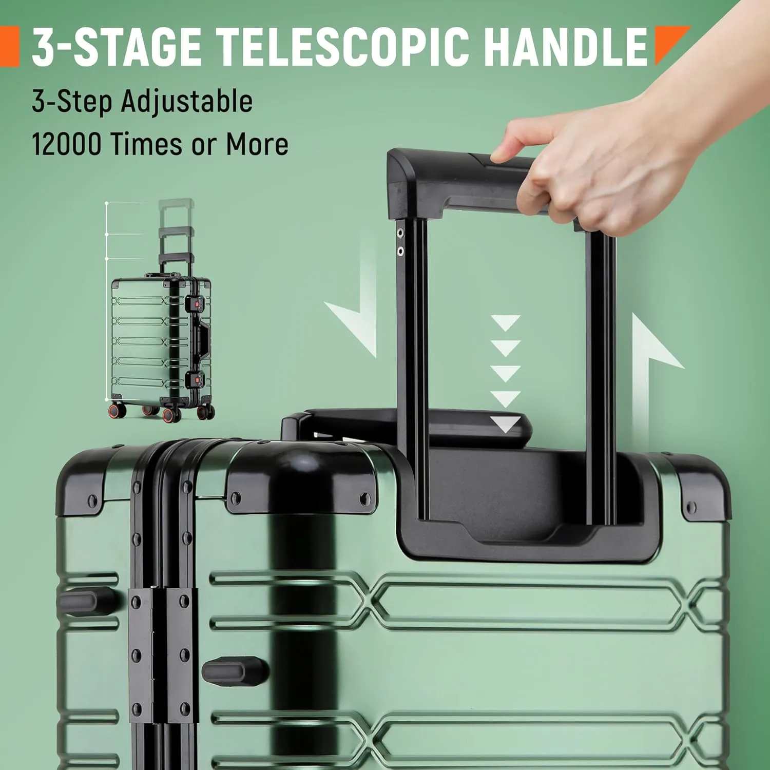All Aluminum Carry On Luggage 22x14x9 Airline Approved Hard Shell Suitcases with Spinner Wheels Zipperless Luggage 20 inch Carry On Suitcase, Dark Green