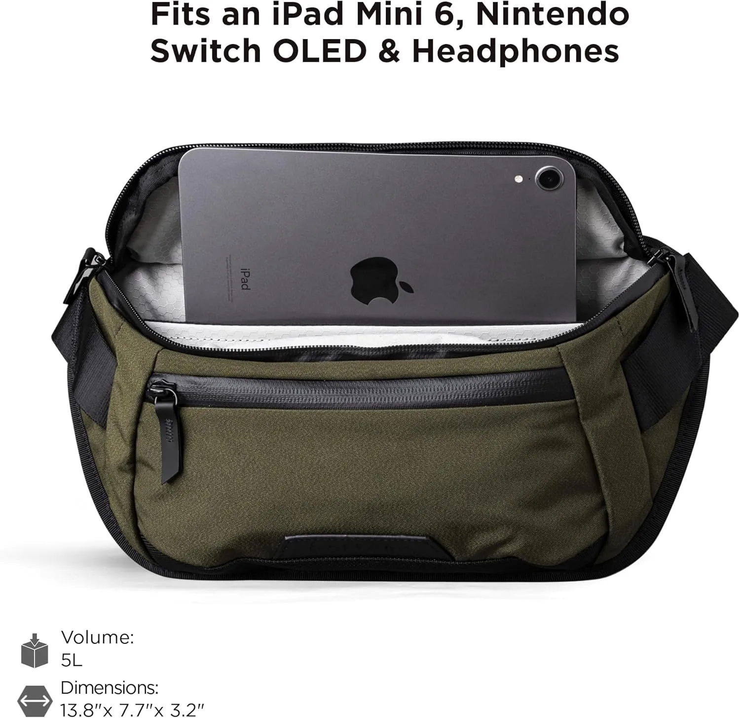 ALPAKA Bravo Sling Mini V2 - Sling Bag Fits an iPad Mini, 5L Small Crossbody Bag for Men Weather Resistant Fabrics, Adjustable Shoulder Strap, Quick Release Maglockz Buckle (Army Green Axoflux 300D)
