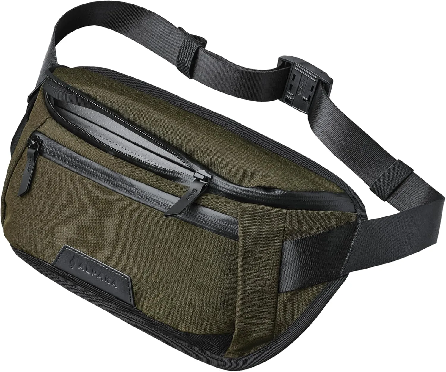 ALPAKA Bravo Sling Mini V2 - Sling Bag Fits an iPad Mini, 5L Small Crossbody Bag for Men Weather Resistant Fabrics, Adjustable Shoulder Strap, Quick Release Maglockz Buckle (Army Green Axoflux 300D)