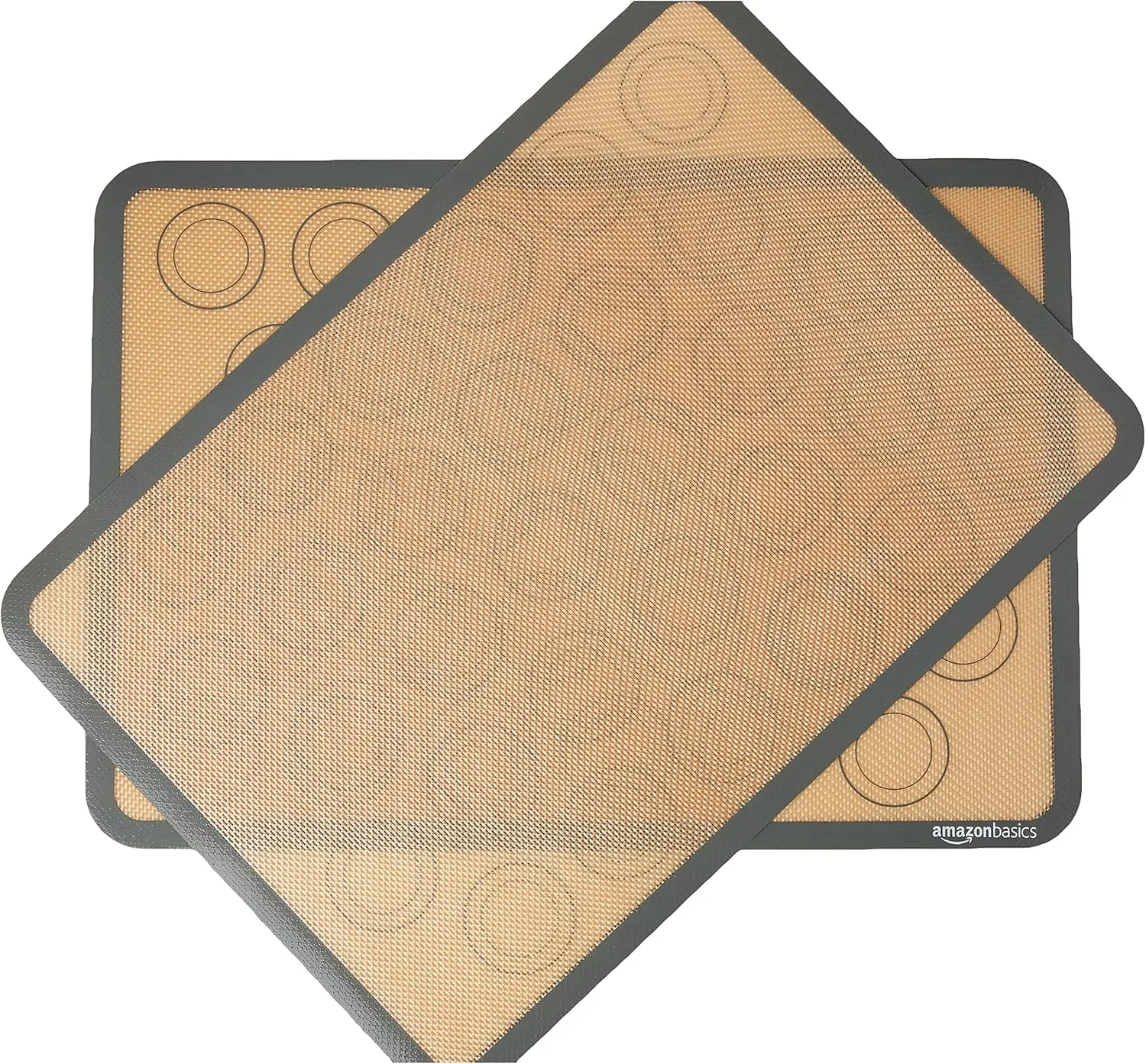 Amazon Basics Silicone, Non-Stick, Food Safe Baking Mat, Macaron, Pack of 2, Beige/Gray, Rectangular, 16.5" x 11.6"