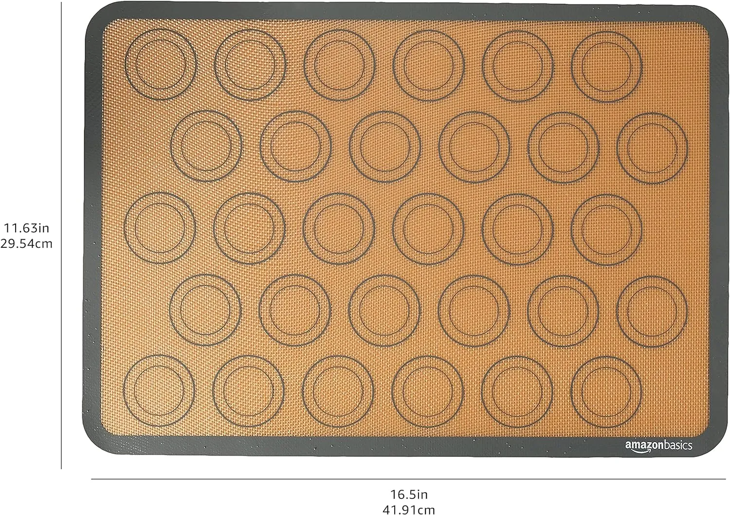 Amazon Basics Silicone, Non-Stick, Food Safe Baking Mat, Macaron, Pack of 2, Beige/Gray, Rectangular, 16.5" x 11.6"