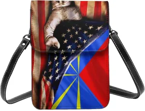 America And Reunion Island Reunion Islanders Flag Small Crossbody Bag Is A Shoulder Bag Designed For Women And Girls Cell Phone Crossbody Wallet Purses With Card Slots Adjustable Strap