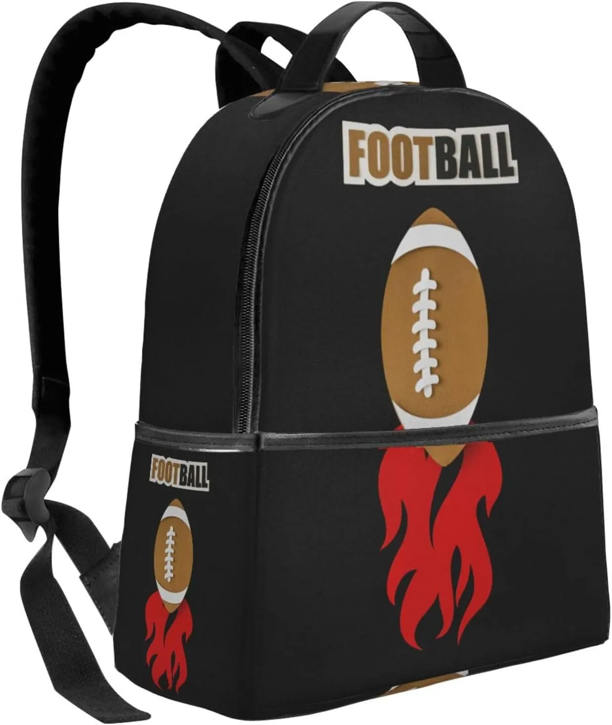 American Football With Flames Backpack Lightweight Laptop Backpacks Casual Double Shoulder Backpack For Women Men Travel