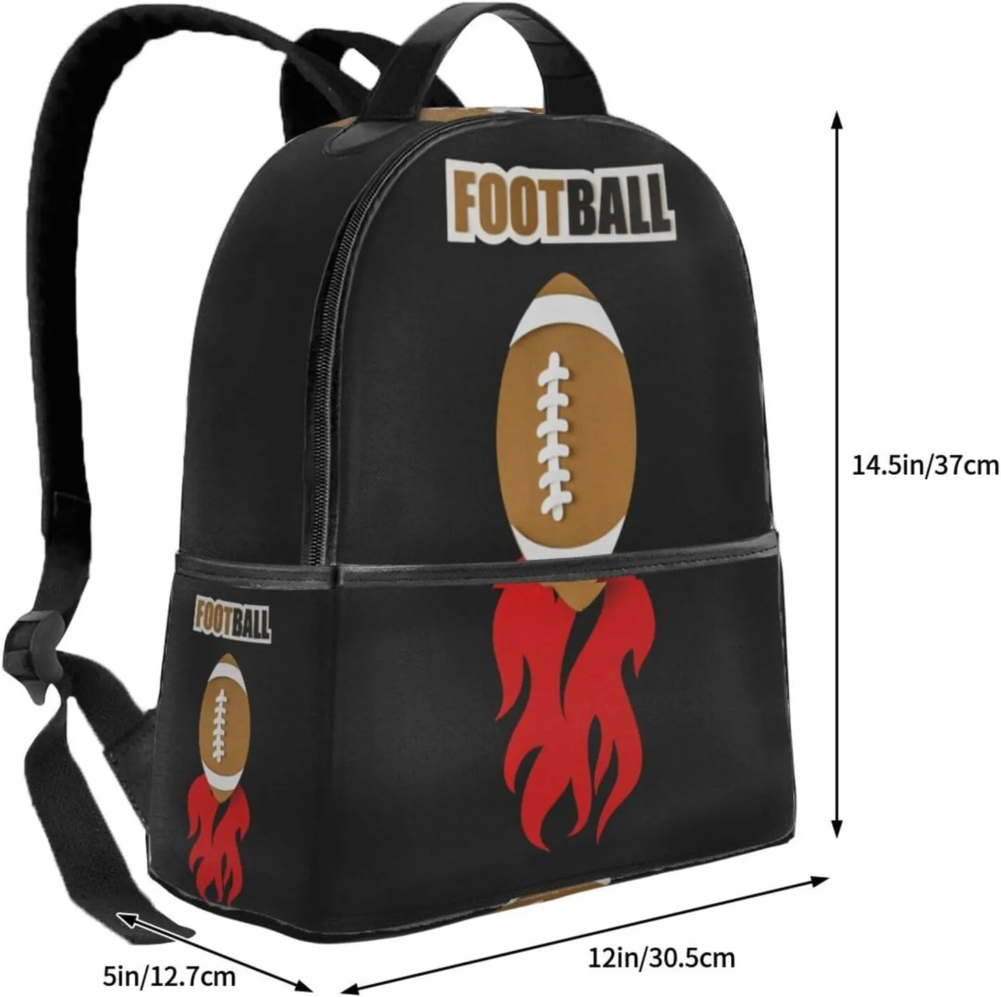American Football With Flames Backpack Lightweight Laptop Backpacks Casual Double Shoulder Backpack For Women Men Travel