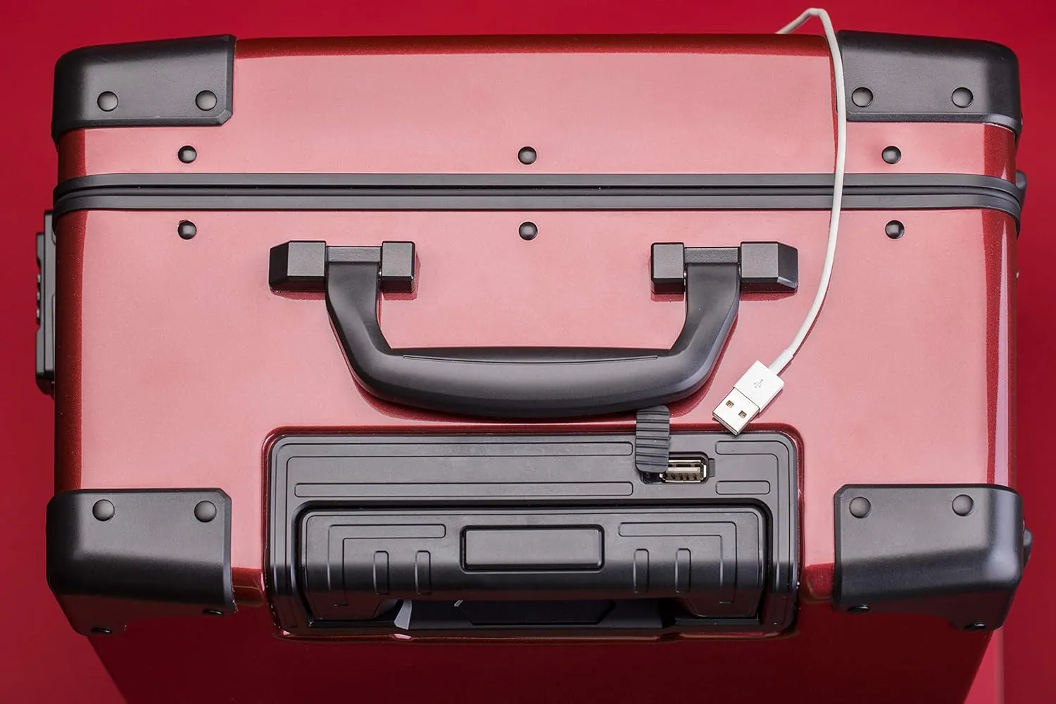 Andiamo Classico Suitcase with Built-in TSA Lock - Zipperless 20 Inch Hardside Carry On Bag- Lightweight (ABS PC) Luggage With 8-Rolling Spinner Wheels (Red Ruby)