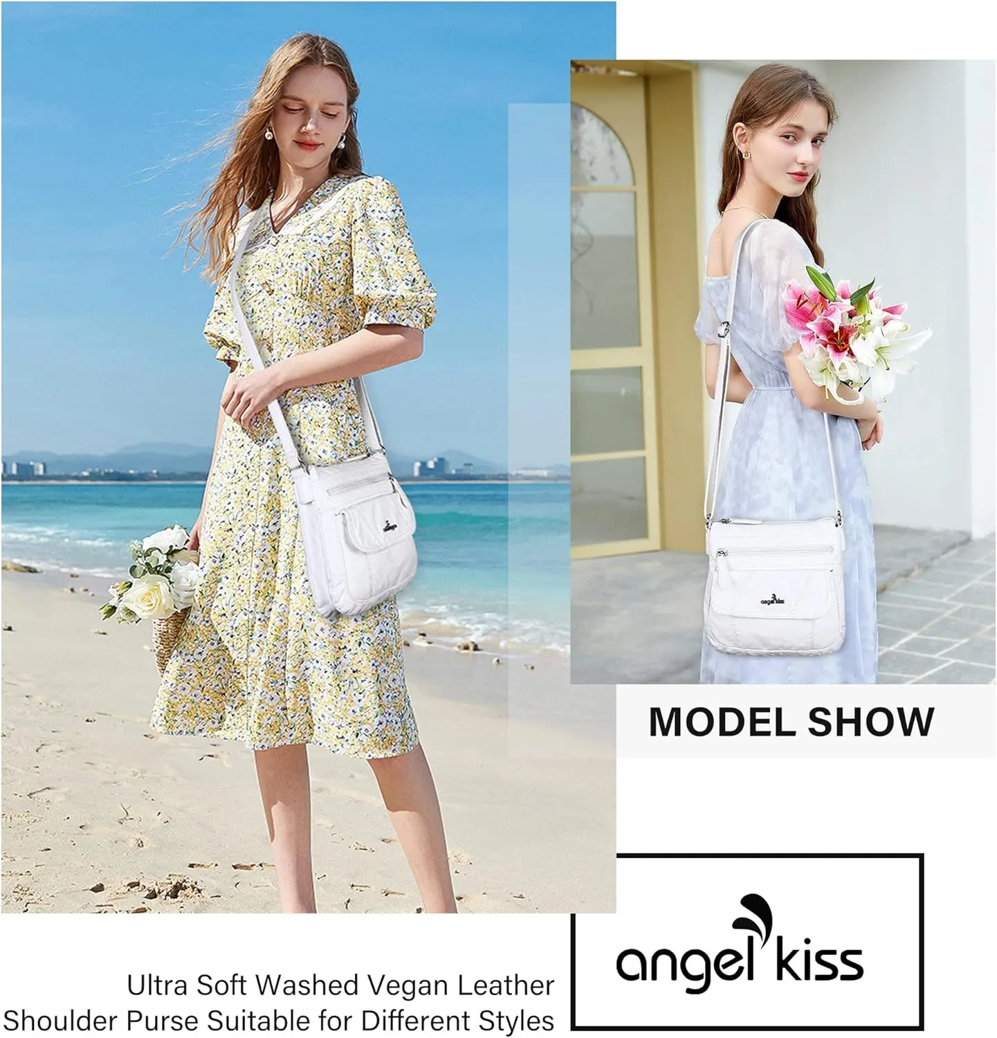 Angelkiss Small Womens Crossbody Bag Leather Shoulder Purse for Women Hobo Bag with Adjustable Shoulder Strap