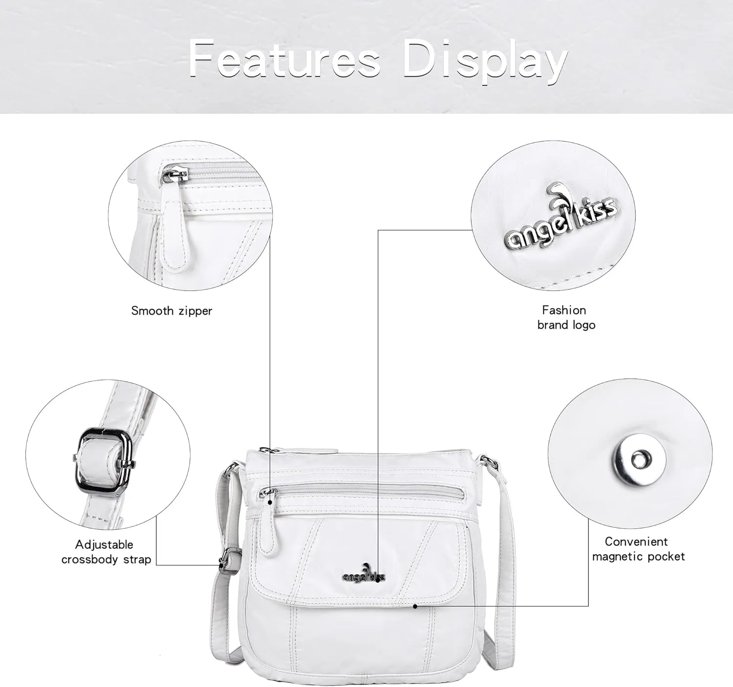 Angelkiss Small Womens Crossbody Bag Leather Shoulder Purse for Women Hobo Bag with Adjustable Shoulder Strap