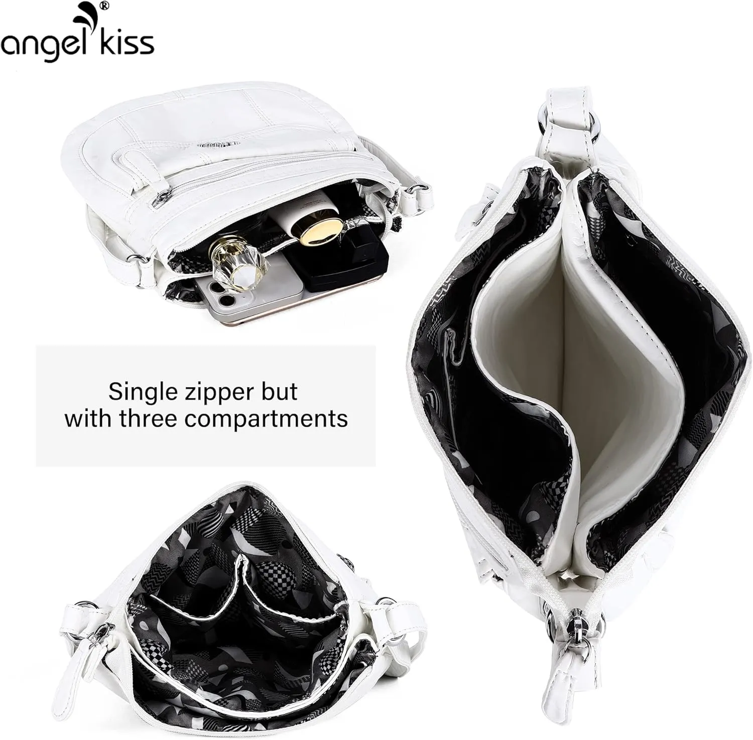 Angelkiss Small Womens Crossbody Bag Leather Shoulder Purse for Women Hobo Bag with Adjustable Shoulder Strap