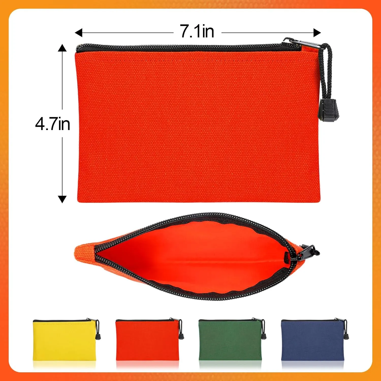 ANPHSIN 7''x4.7'' Canvas Tool Bags Pouches - 4 Pack Heavy Duty Zipper Pouch Set, Multipurpose Small Tools Storage Organizer with Dependable Zipper