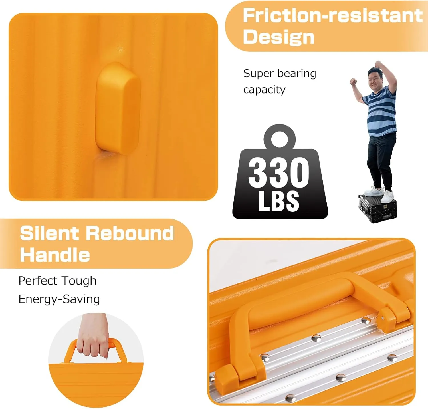 AnyZip Luggage PC ABS Aluminum Frame Zipperless Checked Luggage Hard Shell Suitcase with TSA Lock Double Spinner Wheels 24 Inch Orange