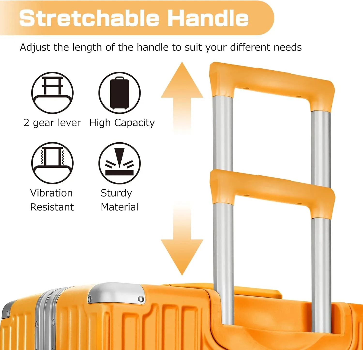 AnyZip Luggage PC ABS Aluminum Frame Zipperless Checked Luggage Hard Shell Suitcase with TSA Lock Double Spinner Wheels 24 Inch Orange