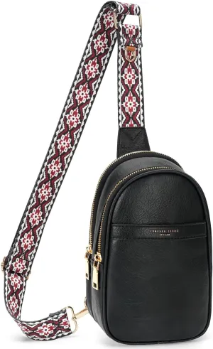 APHISON Small Sling Bag Fanny Packs Cell Phone Purse Vegan Leather Crossbody Bags for Women Chest Bag with Adjustable Strap Black
