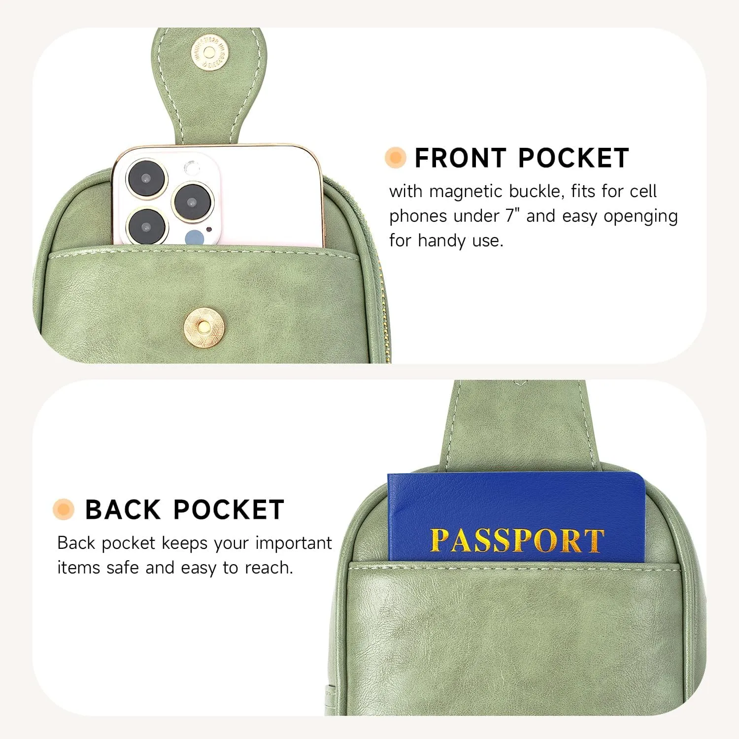 APHISON Small Sling Bag Fanny Packs Phone Purse Crossbody Bags for Women Chest Bag Vegan Leather