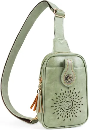 APHISON Small Sling Bag Fanny Packs Phone Purse Crossbody Bags for Women Chest Bag Vegan Leather