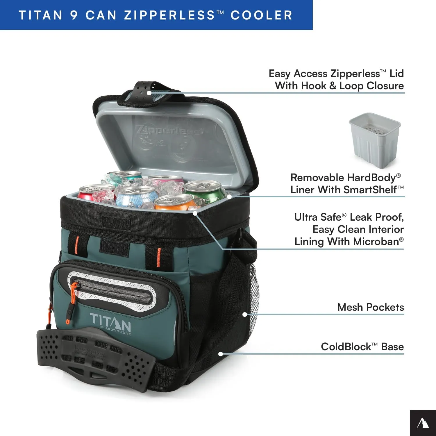 Arctic Zone Titan Deep Freeze Cooler - Zipperless Hardbody Cooler - Small & Large Capacity- Beach & Camping Cooler - Deep Freeze Insulation, HardBody Liner, and SmartShelf