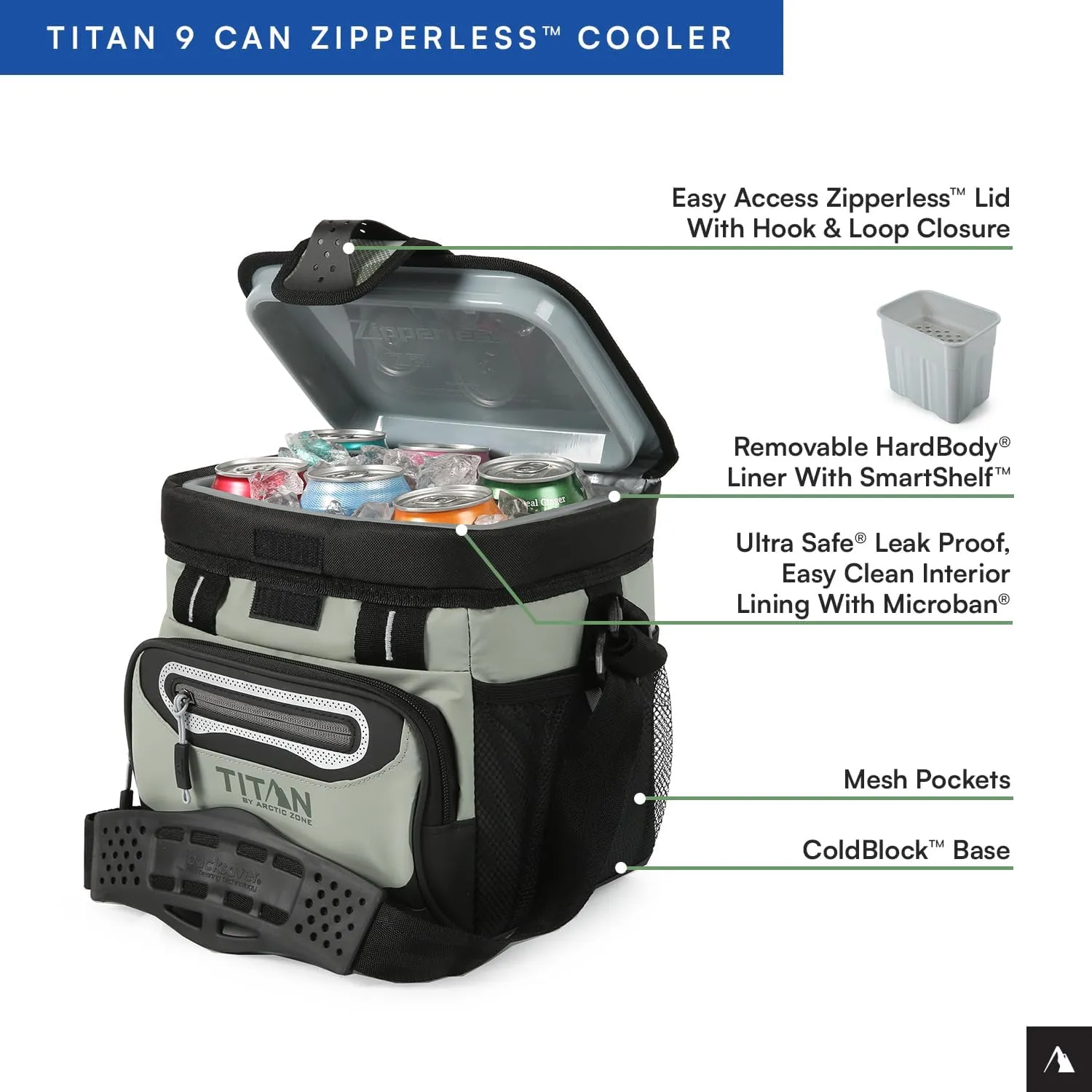 Arctic Zone Titan Deep Freeze Cooler - Zipperless Hardbody Cooler - Small & Large Capacity- Beach & Camping Cooler - Deep Freeze Insulation, HardBody Liner, and SmartShelf