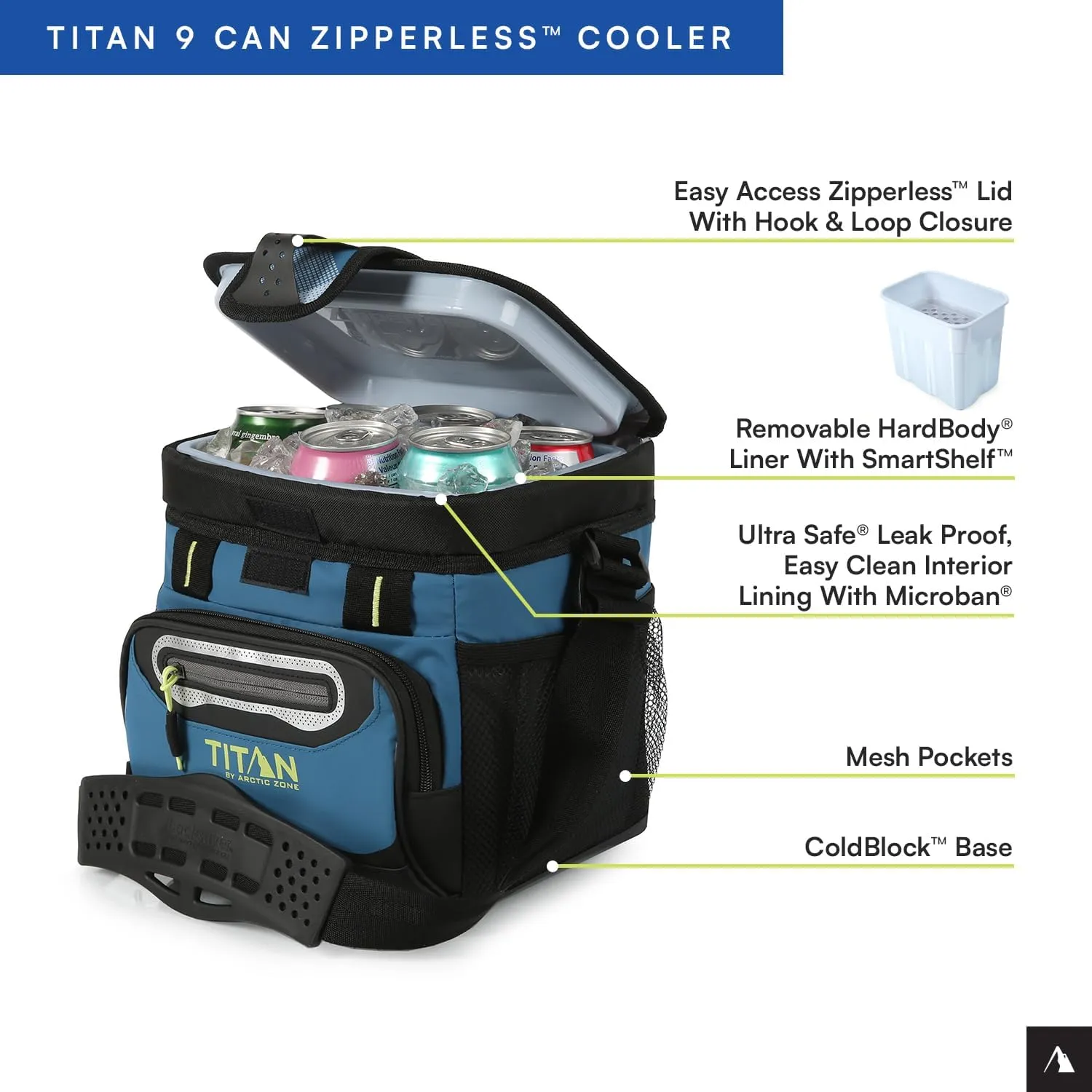 Arctic Zone Titan Deep Freeze Cooler - Zipperless Hardbody Cooler - Small & Large Capacity- Beach & Camping Cooler - Deep Freeze Insulation, HardBody Liner, and SmartShelf