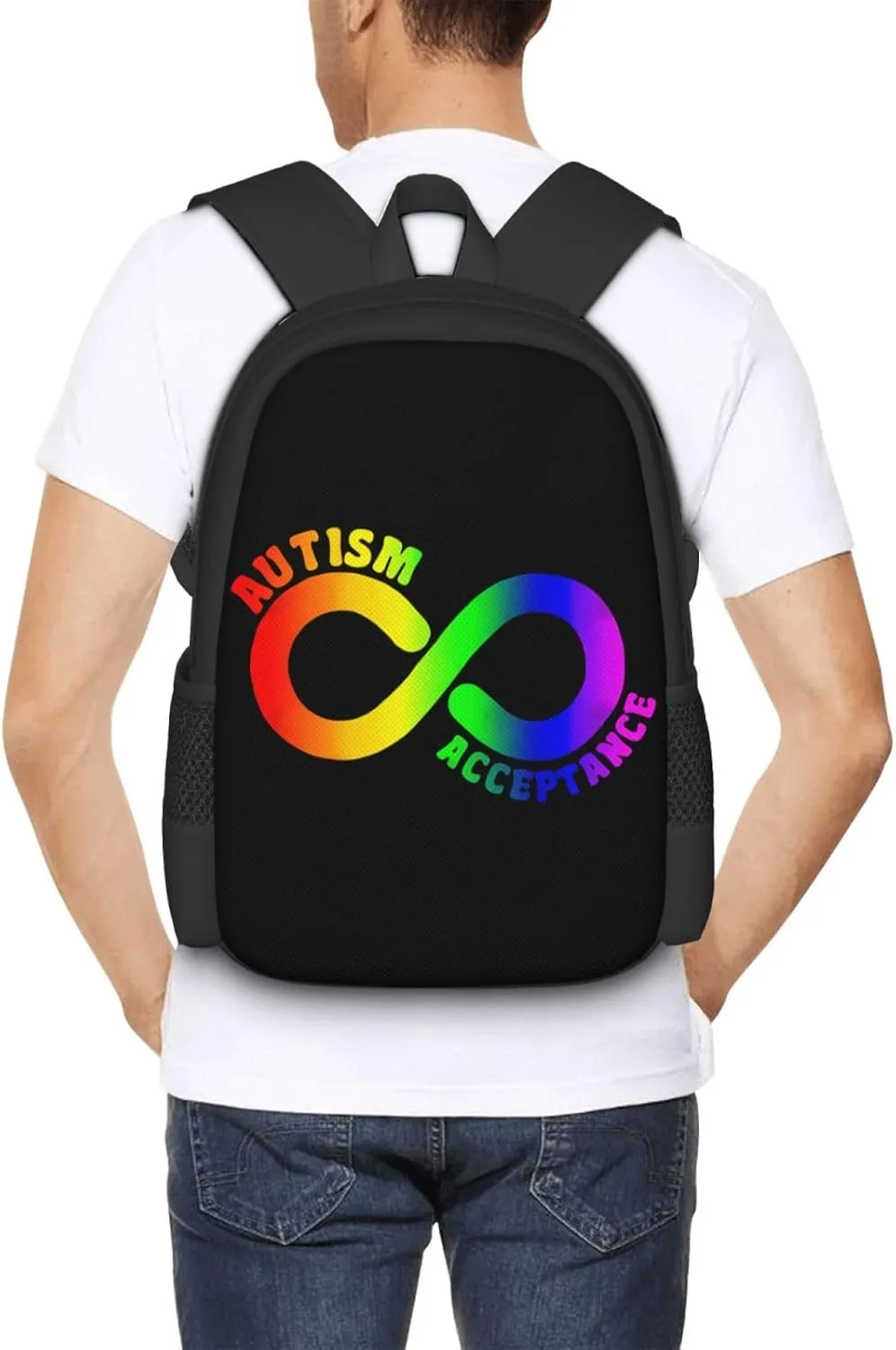 Autism Pro Acceptance Infinity Symbol for Neurodiversity Backpack Lightweight Large Capacity Laptop Backpack Travel Backpacks for Unisex