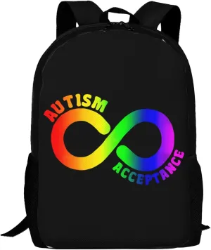Autism Pro Acceptance Infinity Symbol for Neurodiversity Backpack Lightweight Large Capacity Laptop Backpack Travel Backpacks for Unisex