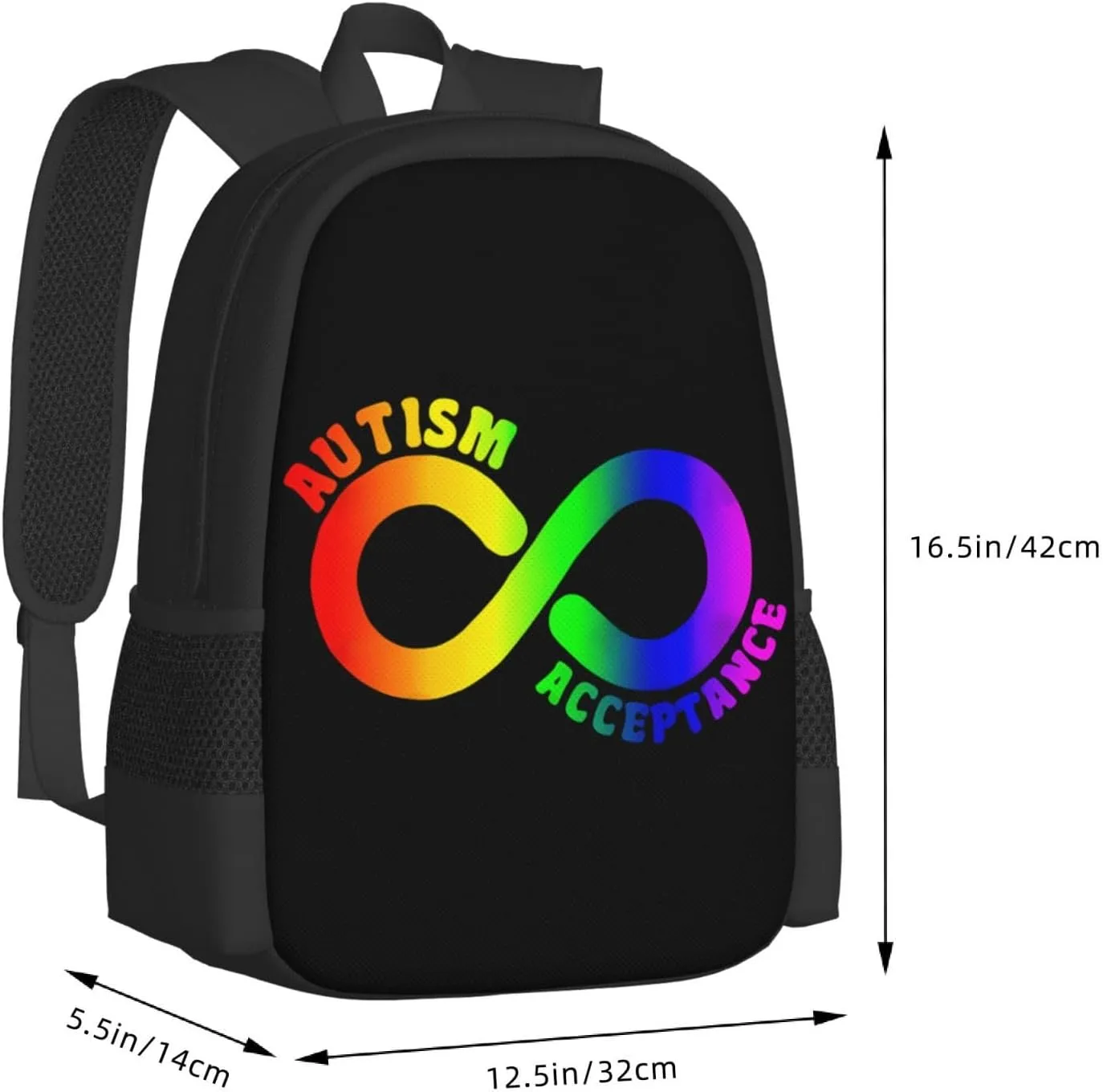 Autism Pro Acceptance Infinity Symbol for Neurodiversity Backpack Lightweight Large Capacity Laptop Backpack Travel Backpacks for Unisex