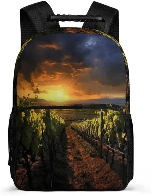 Backpacks Sunset Over The Vineyards Travel Bag Business Work Laptop Backpack