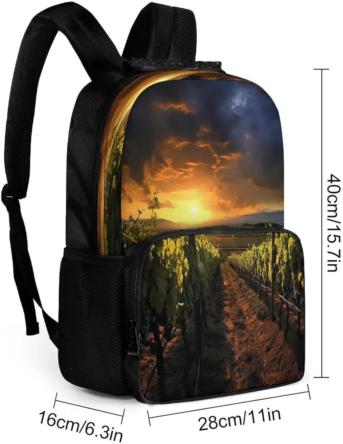 Backpacks Sunset Over The Vineyards Travel Bag Business Work Laptop Backpack