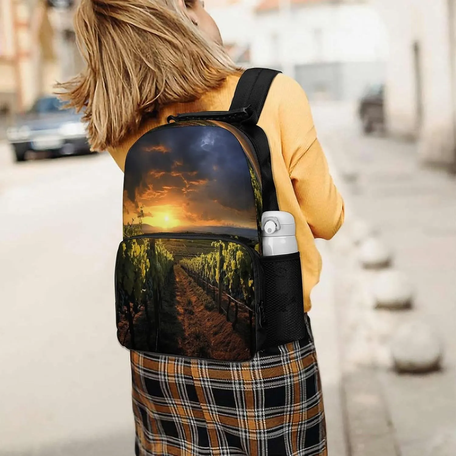Backpacks Sunset Over The Vineyards Travel Bag Business Work Laptop Backpack