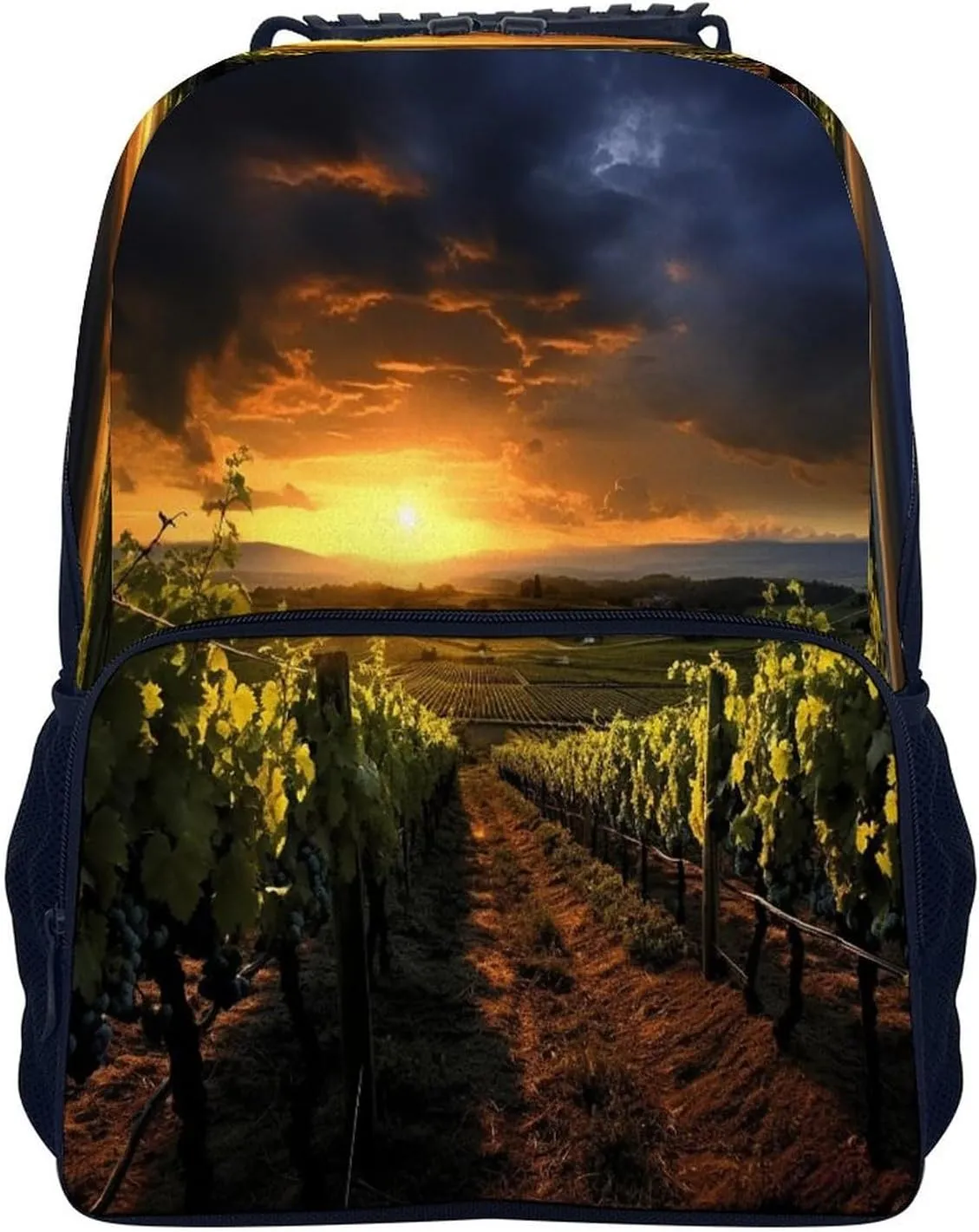 Backpacks Sunset Over The Vineyards Travel Bag Business Work Laptop Backpack