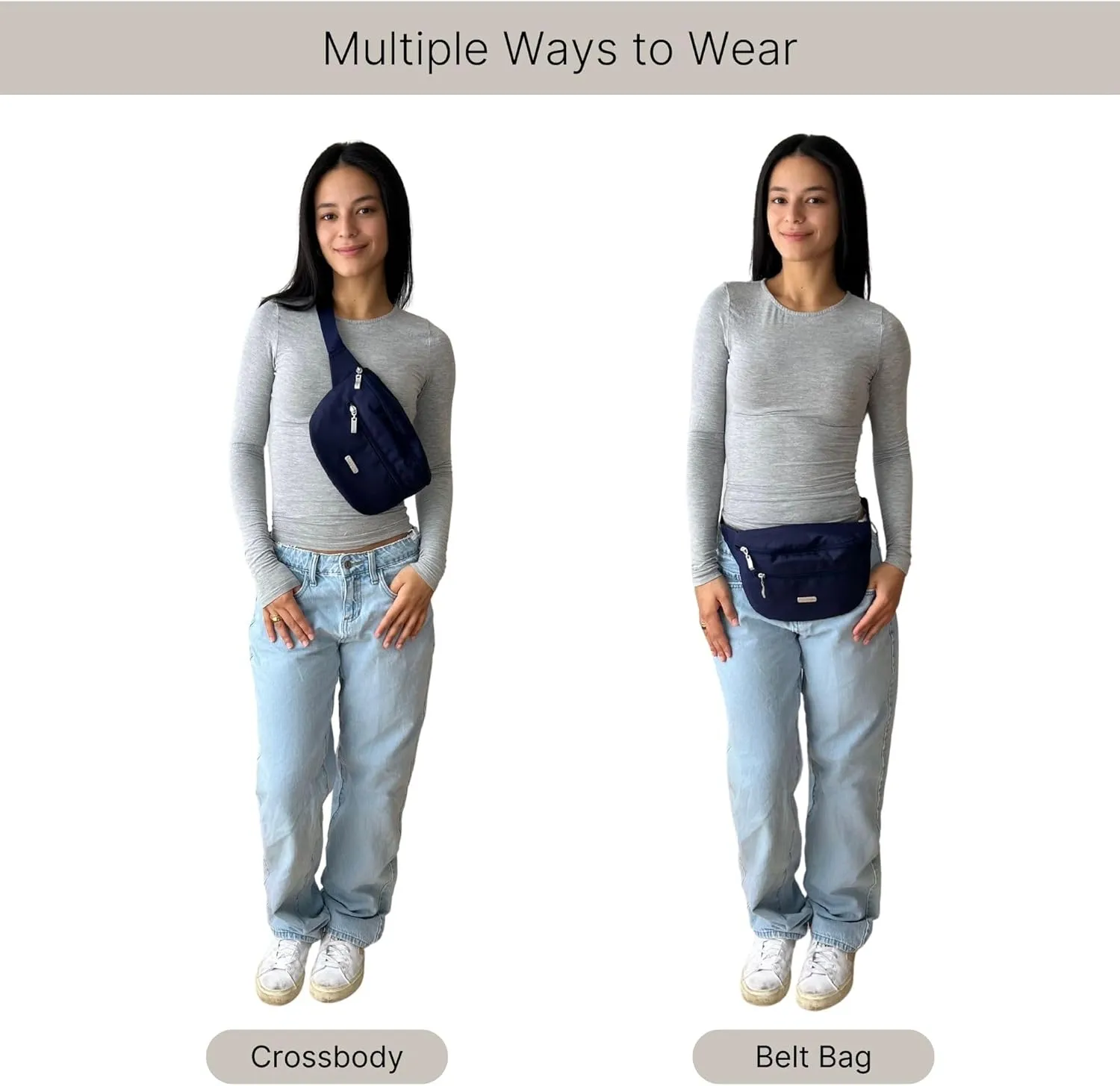 Baggallini Essential Belt Bag-9x6 Crossbody Fanny Waist Pack W/RFID & Adjustable Strap
