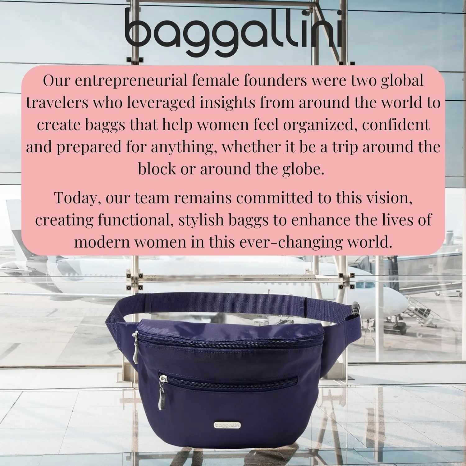 Baggallini Essential Belt Bag-9x6 Crossbody Fanny Waist Pack W/RFID & Adjustable Strap