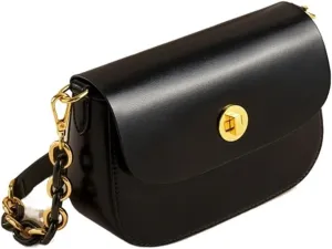 Bags for Women Women's Crossbody Bag Genuine Leather Retro Small Square Bag Versatile Shoulder Underarm Bag(ElegantBlack)