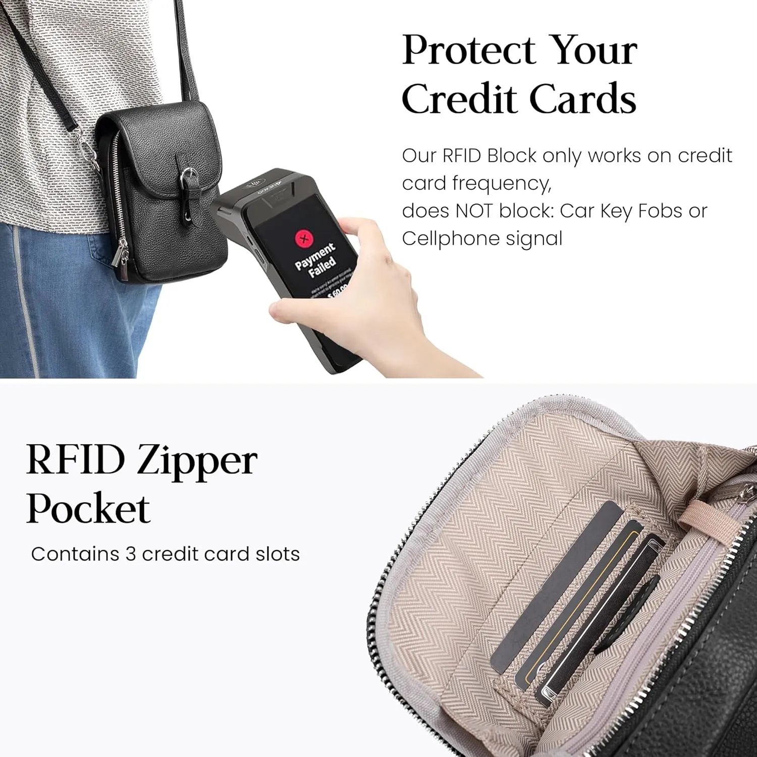 befen Genuine Leather Small Crossbody Bags for Women Cross Body Bag Purses Cell Phone Purse for Travel with RFID Card Slots