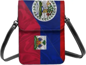 Belize Belizean And Haiti Haitian Triangle Flag Small Crossbody Bag Is A Shoulder Bag Designed For Women And Girls Cell Phone Crossbody Wallet Purses With Card Slots Adjustable Strap