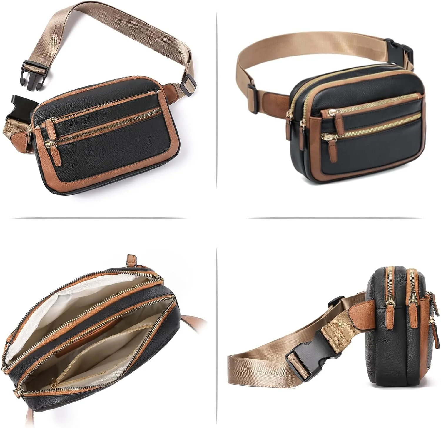 Belt Bag for Women Fanny Pack Crossbody with Adjustable Strap Fashion Leather Waist Packs