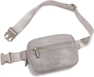 Belt Bag for Women, Mini Fashionable Crossbody Fanny Packs Waterproof Vegan Leather Waist Pack Purses with Adjustable Strap Grey